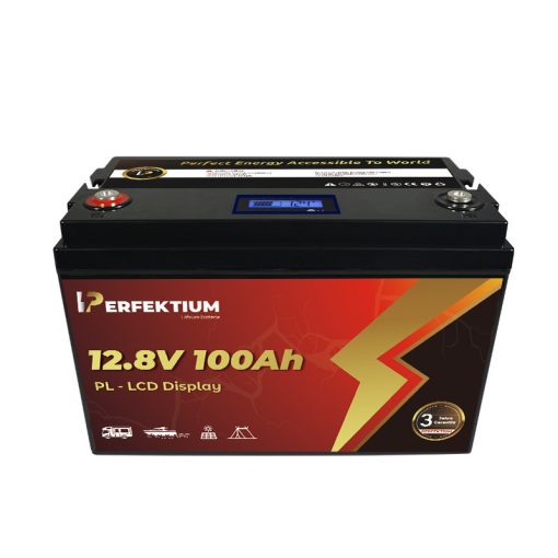 Perfektium PL lítium akkumulátor 12.8V 100Ah Smart BMS és LCD kijelzővel